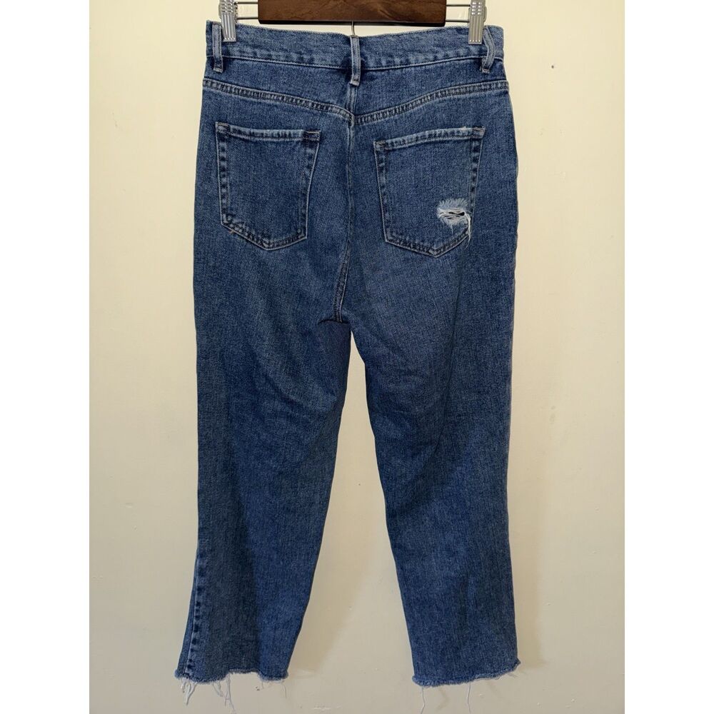 PacSun Distressed High Rise Straight Leg Jeans Button Fly Raw Hem Size 28 - Picture 2 of 10